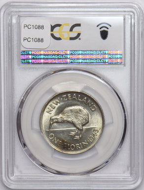 New Zealand 1943 Florin Kiwi bird animal PCGS MS62 PC1088 combine shipping
