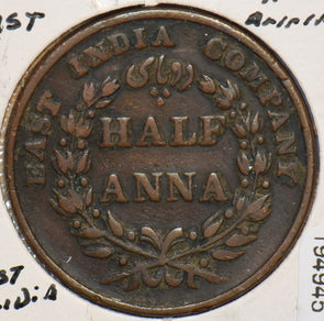 British India 1835 1/2 Anna Lion animal East India Company 194945 combine shippi