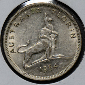 Australia 1954  Florin  Kangaroo AU0035 combine shipping