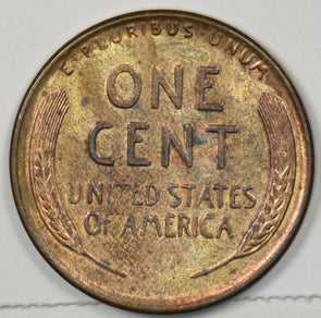 1937-S Lincoln Wheat Cent Magenta Color Choice BU++ RB U0439