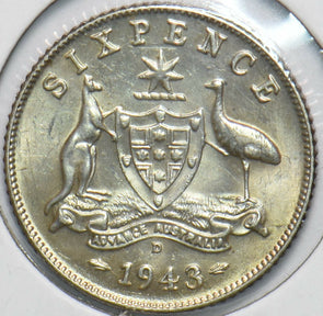 Australia 1943 6 Pence Kangaroo animal Ostrich Georgivs VI 902057 combine shippi