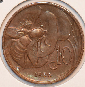 Italy 1926 10 Centesimi Honey Bee animal UNC 240199 combine shipping