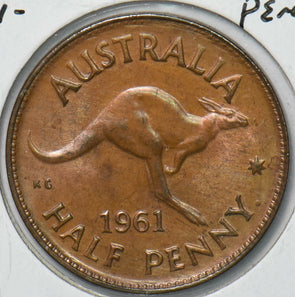 Australia 1961 Queen Elizabeth II 1/2 Penny Kangaroo animal 292863 combine ship