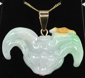 Natural Jadeite 14K Gold Sheep Pendant GP0015