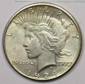 1924-S Peace Dollar Silver Very attractive color on reverse MS(+) U0259