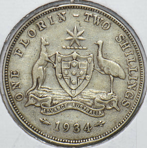 Australia 1934 Florin Kangaroo animal Emu 240093 combine shipping
