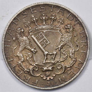 German States 1904 J 2 Mark UNC Bremen GE0165 combine shipping