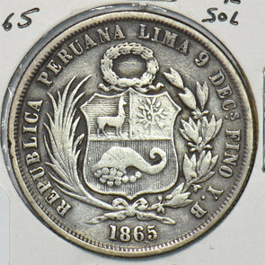 Peru 1865 1/2 Sol 295737 combine shipping