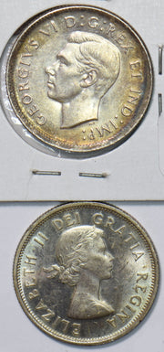 Canada 1944 /1953 25 Cents 2 Coins Caribou animal 490093 combine shipping