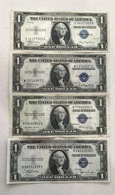1935 Silver Certificates Dollar 1935-XF,1935 A-XF+,1935 C-XF+,1935 E-VF Lot of