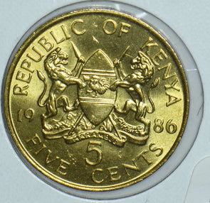 Kenya 1986 Daniel Toroitich Arap Moi 5 Cents Lions animal President Of Kenya 191
