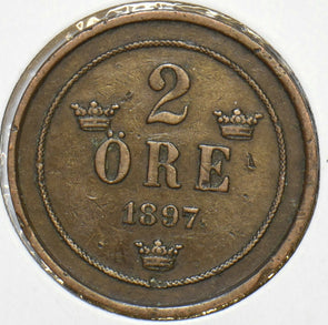 Sweden 1897 2 Ore 240458 combine shipping