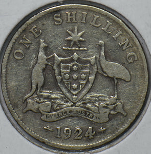 Australia 1924 Shilling Kangaroo animal Emu 193366 combine shipping