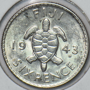Fiji 1943 6 Pence Turtle animal 295845 combine shipping