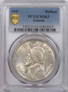 Panama 1947 Balboa PCGS MS 63 PC1440 combine shipping