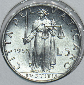 Vatican 1953 5 Lire 299020 combine shipping