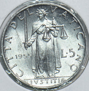 Vatican 1953 5 Lire 299007 combine shipping
