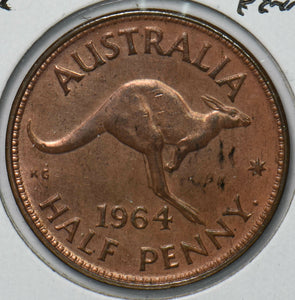 Australia 1964 Queen Elizabeth II 1/2 Penny Kangaroo animal 292867 combine ship
