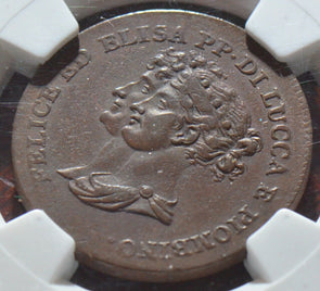 NG0025 LUCCA AND PIOMBINO ITALY COPPER 5 CENTESIMI 1806 NGC AU55