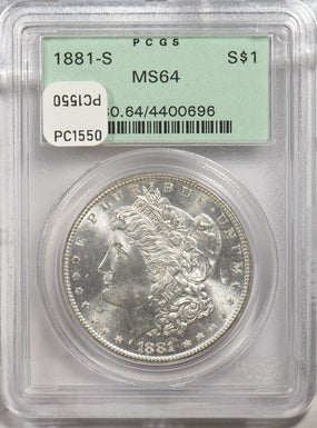 1881-s Morgan Dollar Silver Morgan dollar PCGS MS64 PC1550