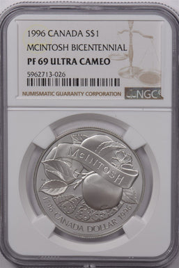 Canada 1996 1 Dollar Silver NGC Proof 69 Ultra Cameo McIntosh Bicentennial NG161