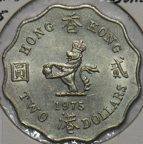 Hong Kong 1975 2 Dollars Lion animal 152280 combine shipping