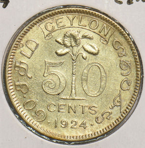 Ceylon 1924 50 Cents 199106 combine shipping