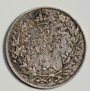 Canada 1910 25 Cents silver  CA0282 combine shipping