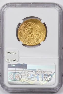 Byzantine Empire 1042 -55 AV Hist. Nomisma gold NGC AU 4.39g obv Christ bust rv