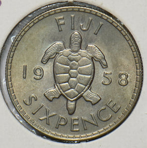 Fiji 1958 6 Pence Turtle animal BU 294651 combine shipping