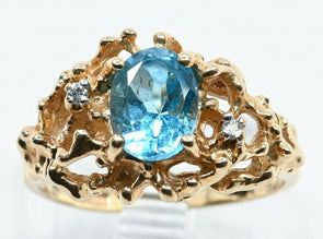 10k Gold Topaz and Diamond Ring RG0029