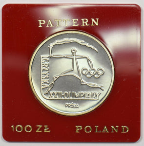 Poland 1980 100 Zlotych silver Proof Proba pettern Olympic flame & Rings BU0673
