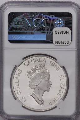 Canada 1999 15 Dollars Silver NGC Proof 69 Ultra Cameo Lunar Cameo Series Gilt Y