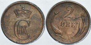Denmark 1874 2 Ore Porpoise animal 198350 combine shipping