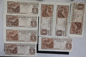 US 1988-98 $1 MOSTLY XF/F USDA FOOD COUPONS (STAMPS) LOT OF 8 WITH ORGINAL TABS