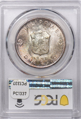 Philippines 1947 S Peso PCGS MS 65 MacArthurs PC1337 combine shipping
