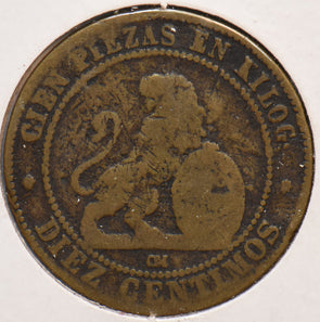 Spain 1870 10 Centimos Lion animal 193255 combine shipping