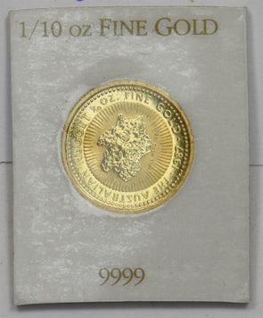 1987 Gold Nugget Australia $15 1/10 oz "Little Hero" Rare Original Holder CH Bu