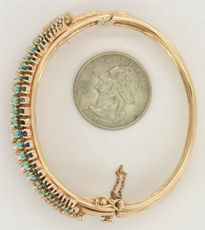 14K Gold Ruby Opal Pearl Tourquise Sapphire Bracelet 40.12g 2.5*2.24*0.66inch RG