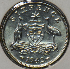 Australia 1942 D 6 Pence Kangaroo animal Emu 193418 combine shipping