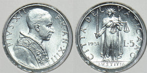 Vatican 1951 5 Lire 241049 combine shipping
