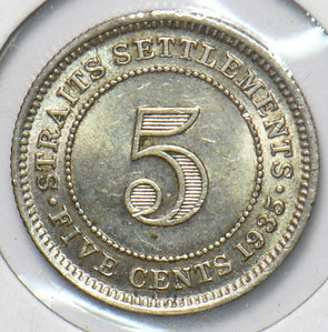 Straits Settlements 1935 5 Cents UNC S0298 combine shipping