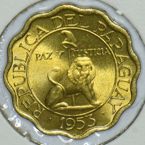 Paraguay 1953 10 Centimos Lion animal 190856 combine shipping