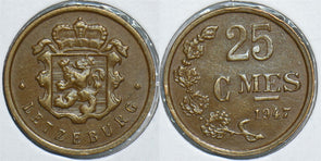 Luxembourg 1947 25 Centimes 153870 combine shipping