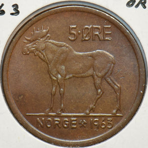Norway 1963 5 Ore Moose animal 195243 combine shipping