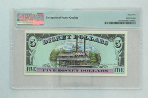 Disney Dollar 1987 $5 PMG Gem UNC 65EPQ DIS3. Goofy. Mark Twain Riverboat PM02