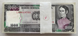 Bolivia 1982 1000 Pesos Bank pack of 100 CU notes BL0088 combine shipping