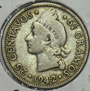 Dominican Republic 1942 25 Centavos 152437 combine shipping