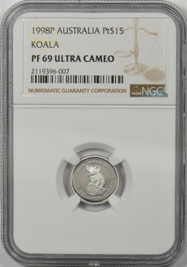 Australia 1998 P 15 Dollars platinum Koala animal NGC Proof 69 Ultra Cameo 0.1oz