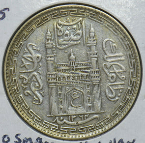 India Princely States 1945 1364AH Rupee Hyderabad. Mirosman Ali Khan 1911-1948 2